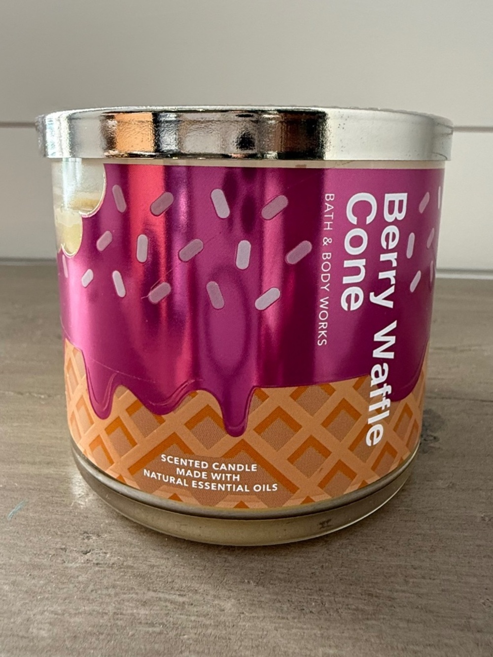 Bath & Body Works Candle Berry Waffle Cone New 3 Wick